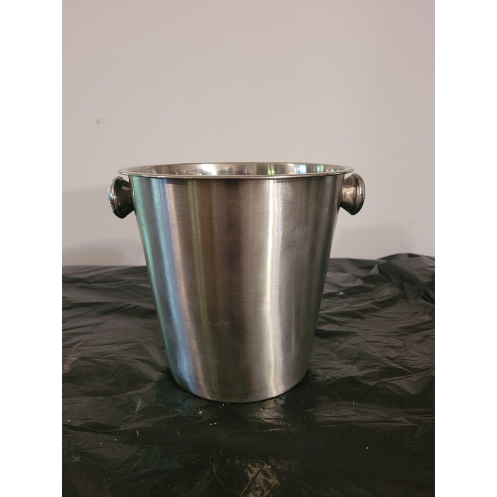 8" Height Metal Ice Bucket with Knob Handles Brushed Aluminum